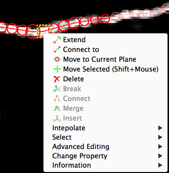 Editing menu